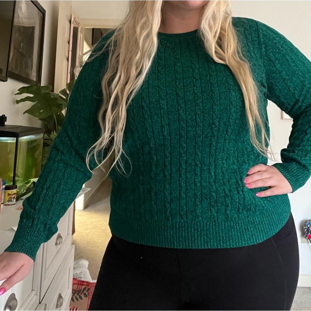 Green Cable Knit Sweater